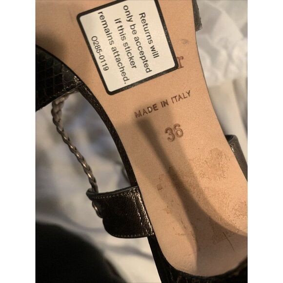 Christian Dior Authentic Leather Silver Gray Metallic High Heel Sandals 6 - Picture 7 of 8